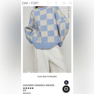 Oak + Fort Blue and Grey Checkered Sweater Size S